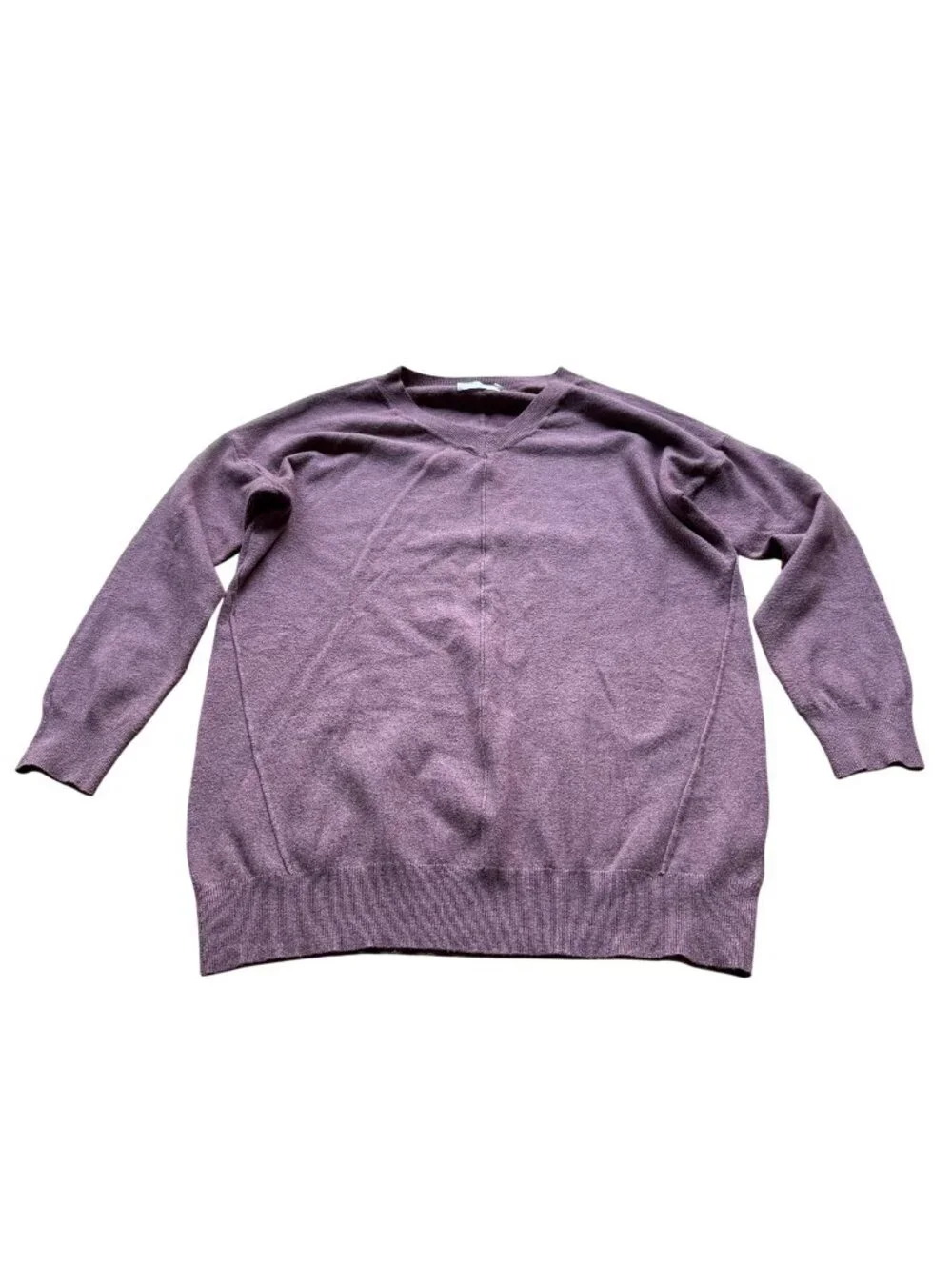 Dreamers Size S Mauve Cotton Rayon Blend Lightweight Long Sleeve V-Neck Sweater